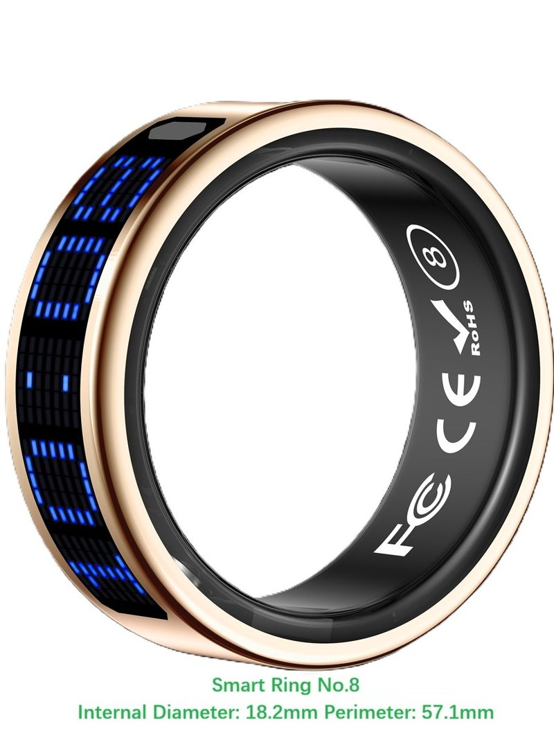 general Smart Ring SR16 for Heart Rate Monitoring, Blood Oxygen Monitoring, Sleep Monitoring, Motion Detection, Multi-Functional Display, All-Weather Protect Your Health with Caller ID Reminder, IP68 Waterproof, Black No.8, Internal Diameter: 18.2mm, Perimeter: 57.1mm - Image 1
